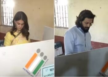 లాతూర్‌లో ఓటు వేసిన రితీష్, జెనీలియా