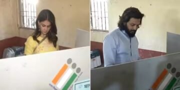 లాతూర్‌లో ఓటు వేసిన రితీష్, జెనీలియా